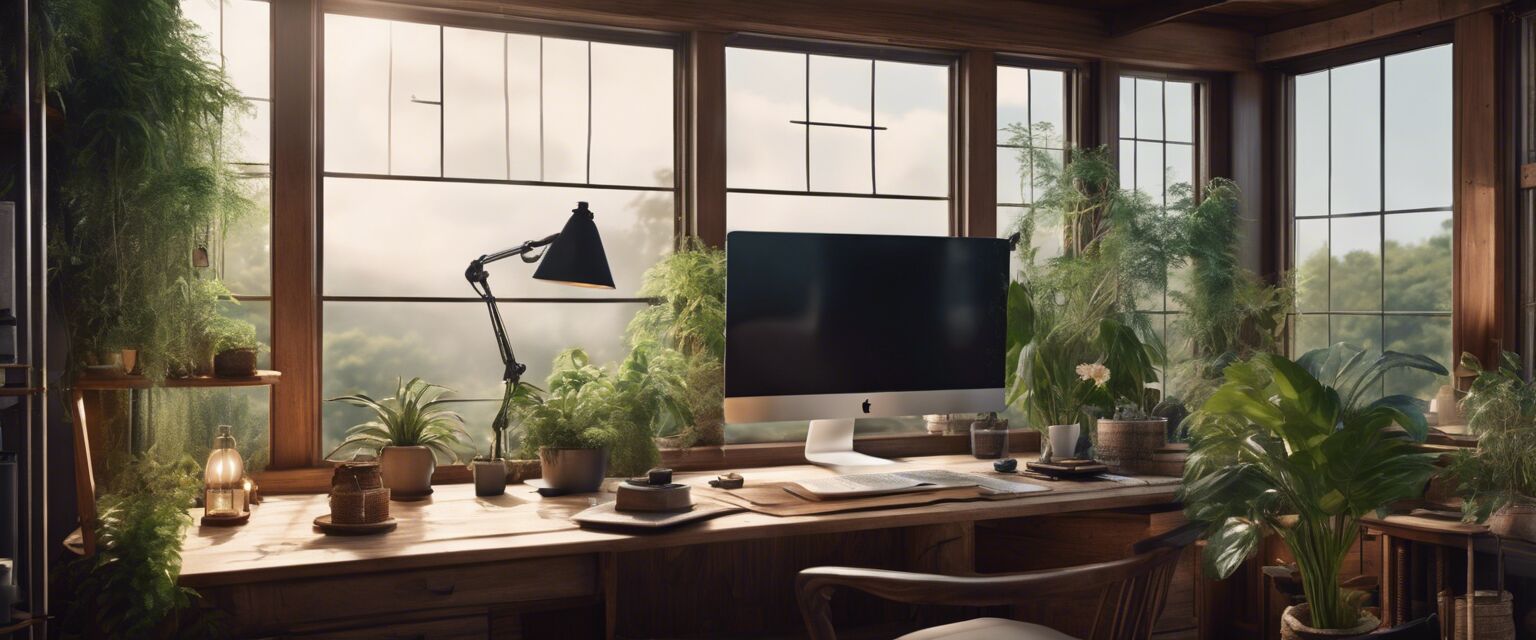 Nature-themed home office setup